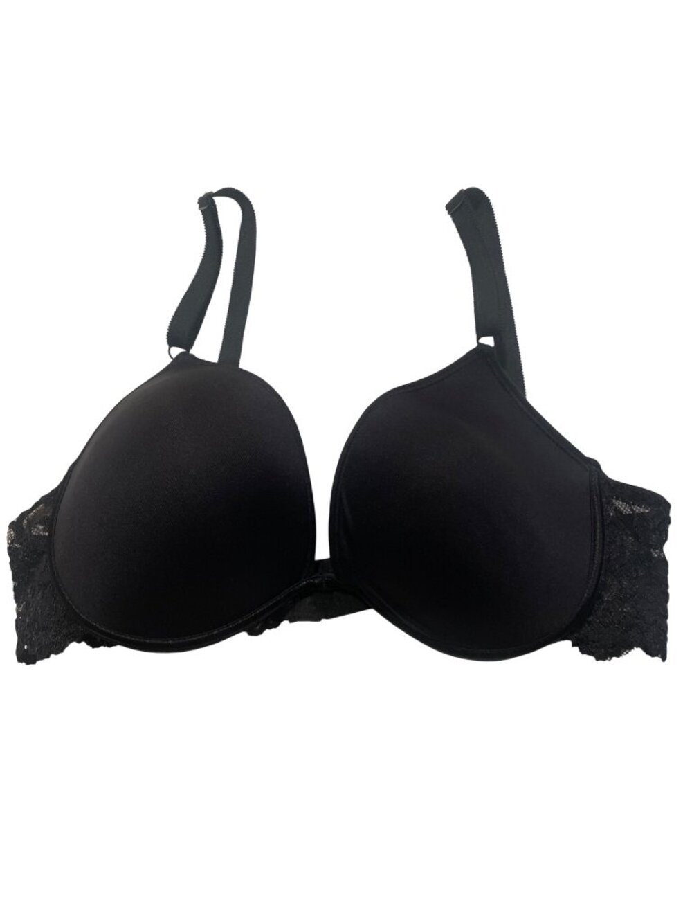 Donna Loren Vintage Padded Lace Mesh Bra Sz 38C Black Underwire